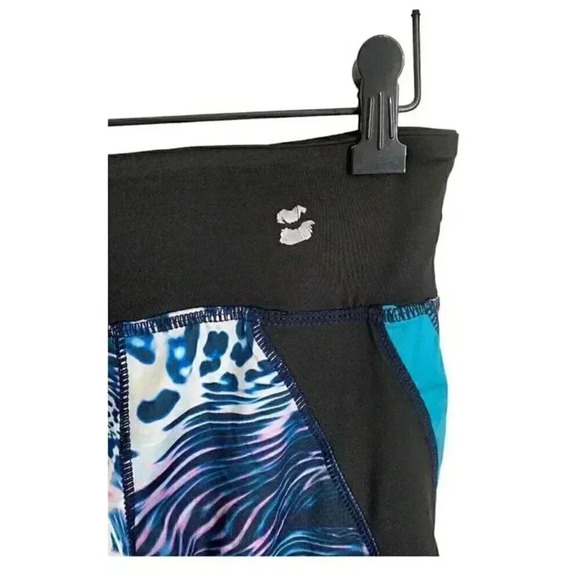 Hot Kiss NWT Leggings Size Small Leopard Animal Print Neon Blue Performance - Picture 7 of 11